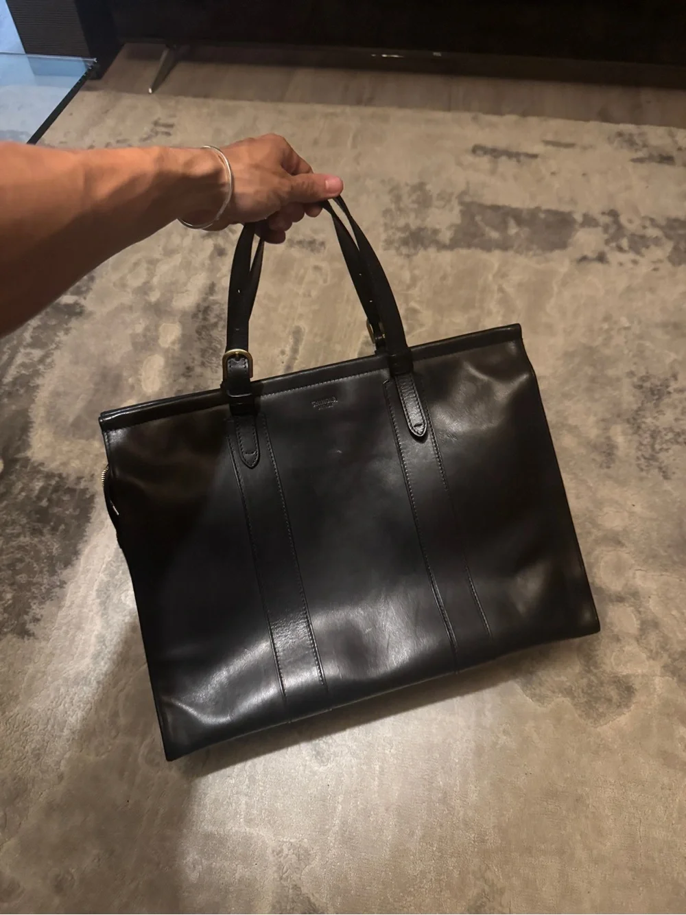 Shinola Large Sibley Satchel Classic Black Leather Men's Tote Bag